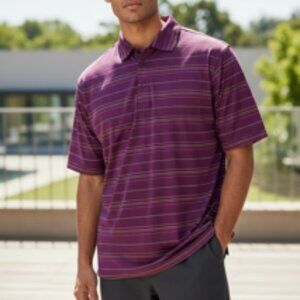 Under Armour Golf Polo shirt Men's Size Large Purple stripe  Short‎ Sleeve